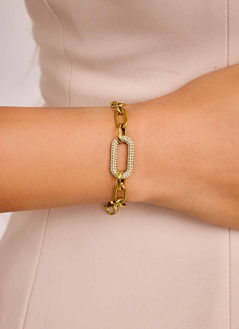 Linked Crystal Charm Bracelet