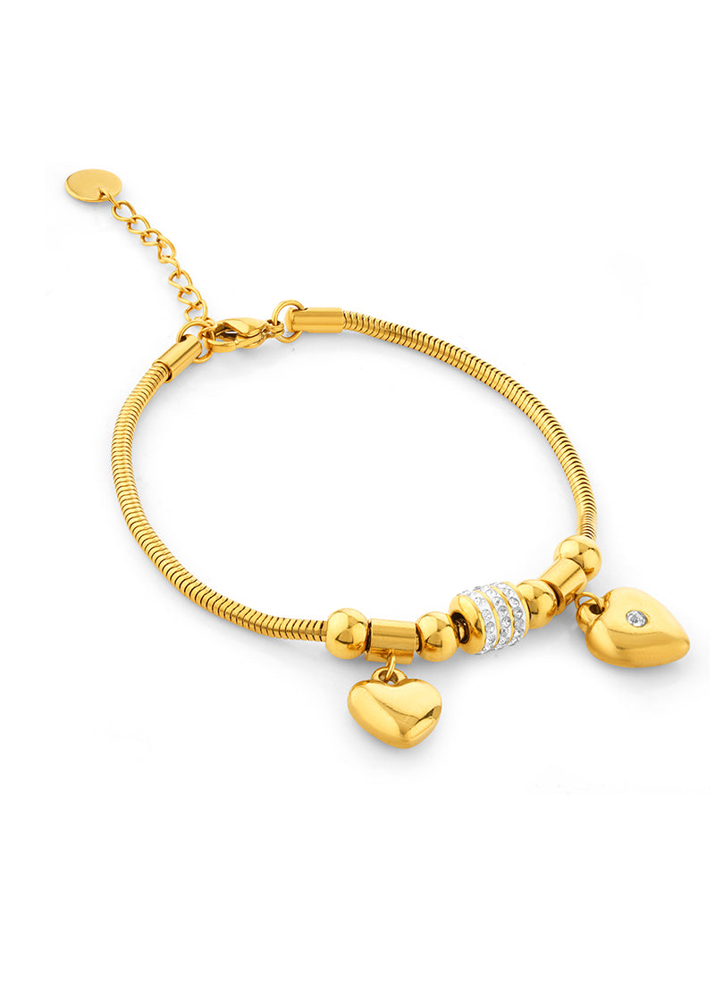 Golden Heart Charm Bracelet