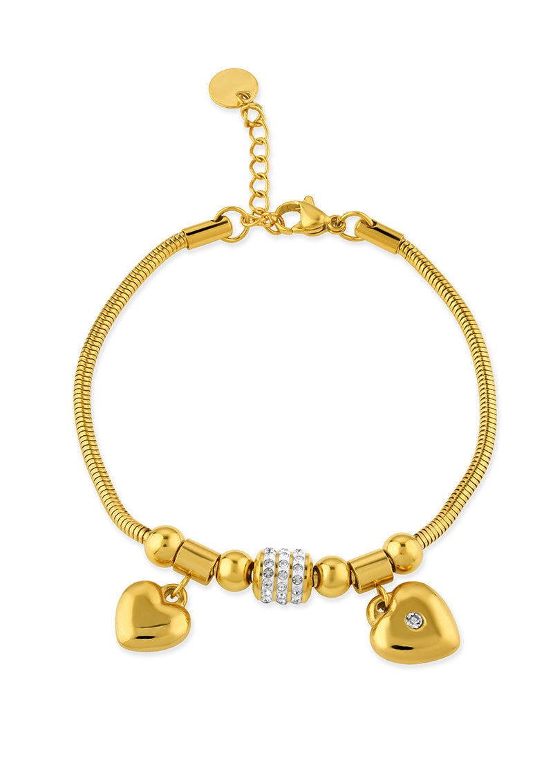 Golden Heart Charm Bracelet