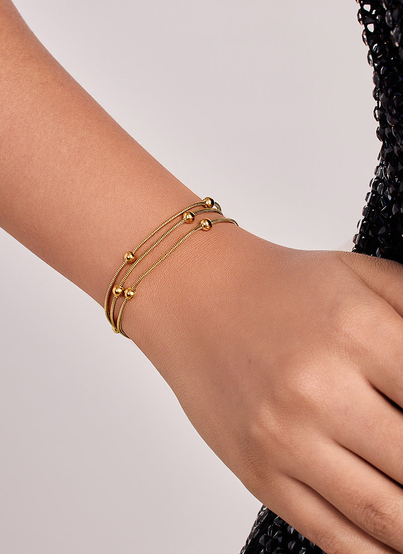 Golden Gleam Bead Bracelet