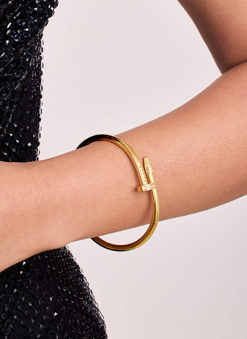 Golden Nail Bangle Bracelet