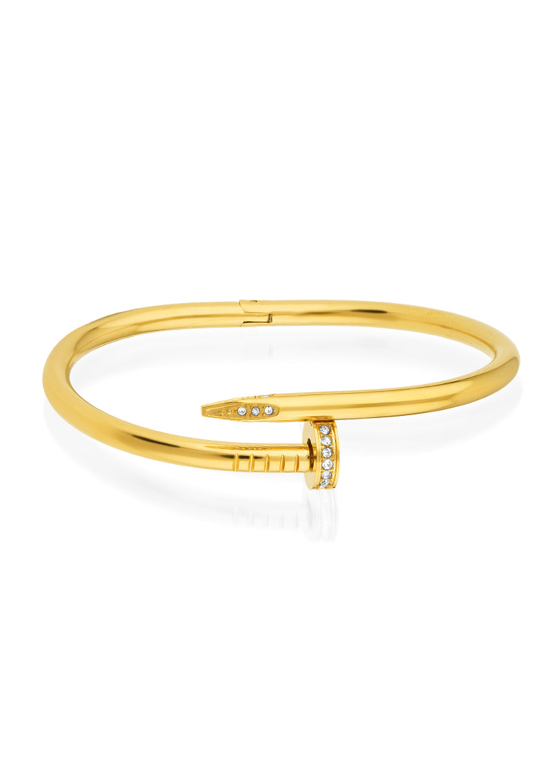 Golden Nail Bangle Bracelet
