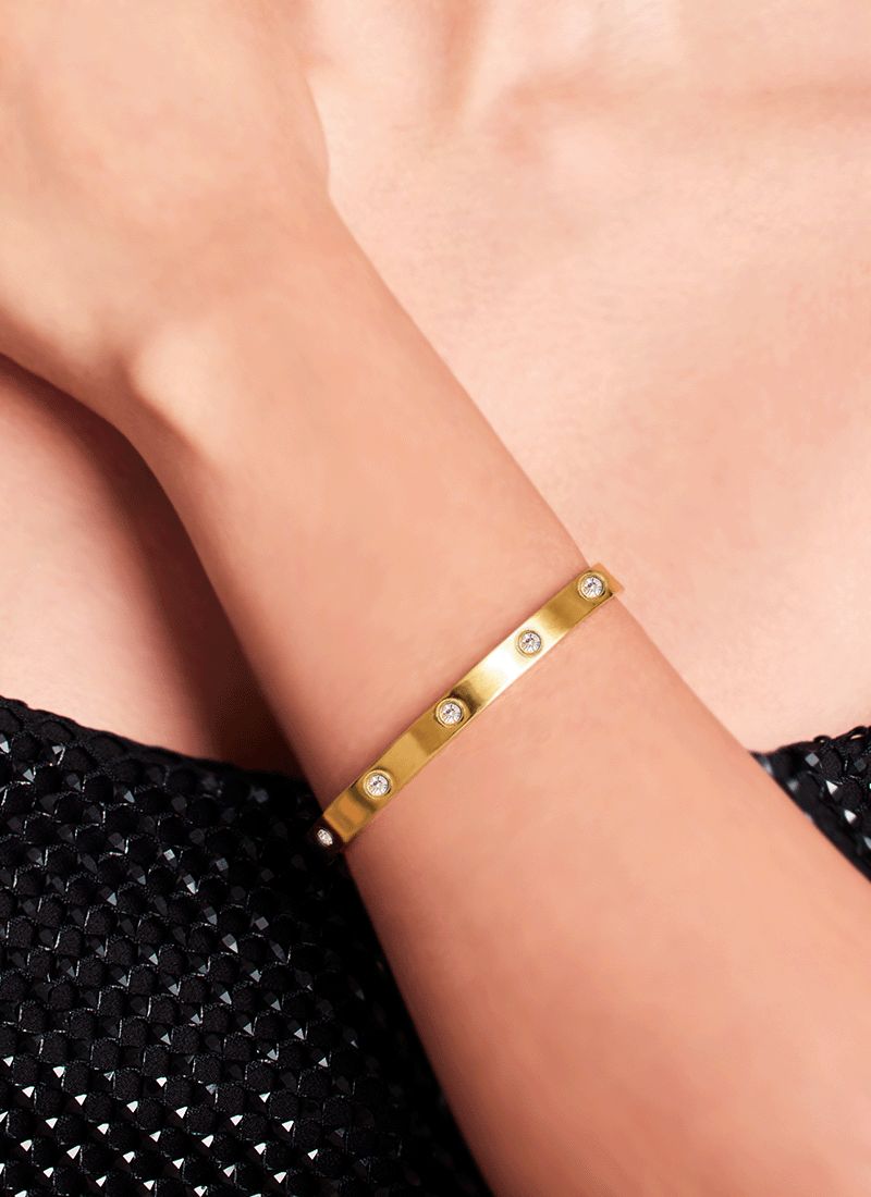 Crystal Orbit Bangle Bracelet
