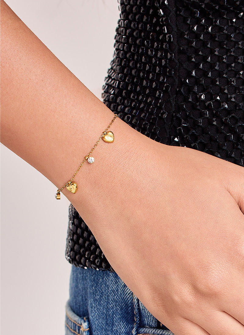 Crystal Heart Charm Bracelet