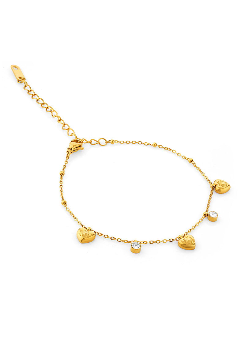 Crystal Heart Charm Bracelet