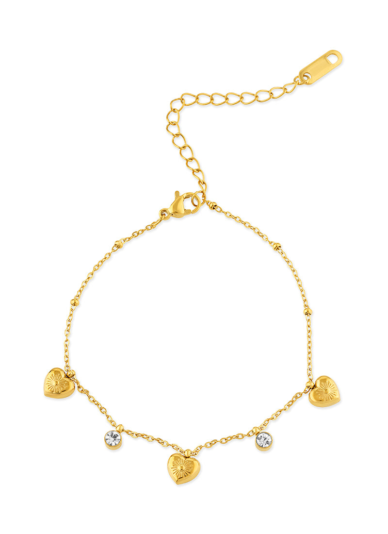 Crystal Heart Charm Bracelet