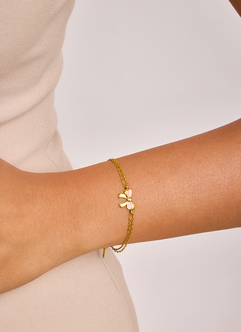 Blush Ribbon Chain Bracelet