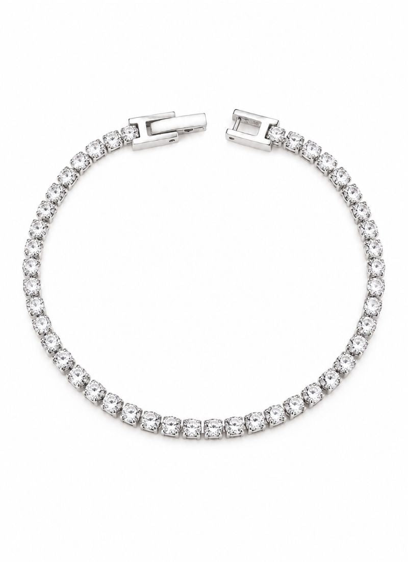 Crystal Glow Tennis Bracelet:White
