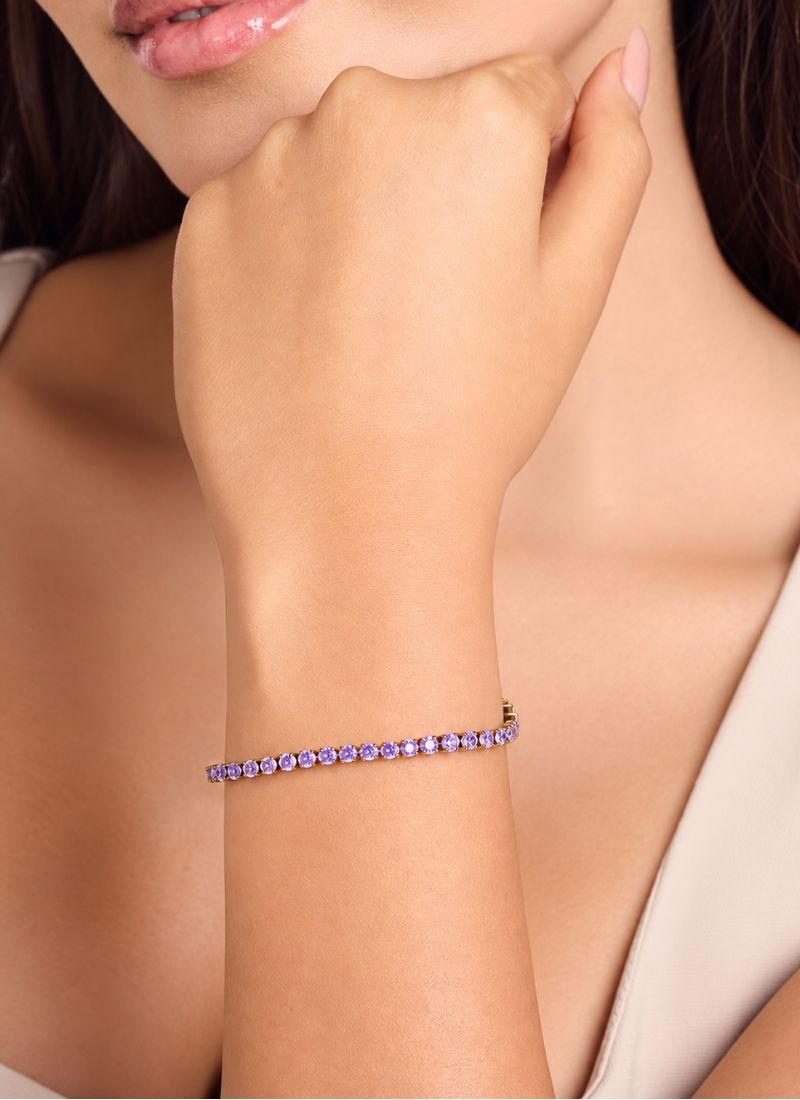 Crystal Glow Tennis Bracelet:purple