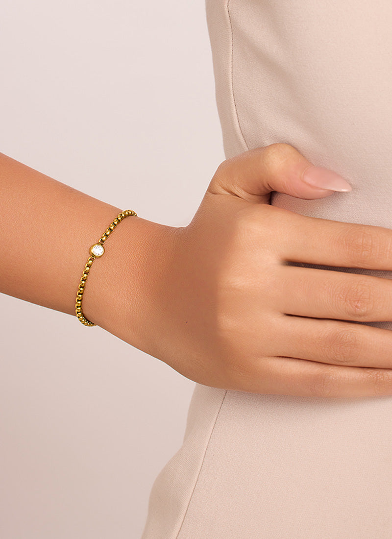 Box Chain Solitaire Bracelet