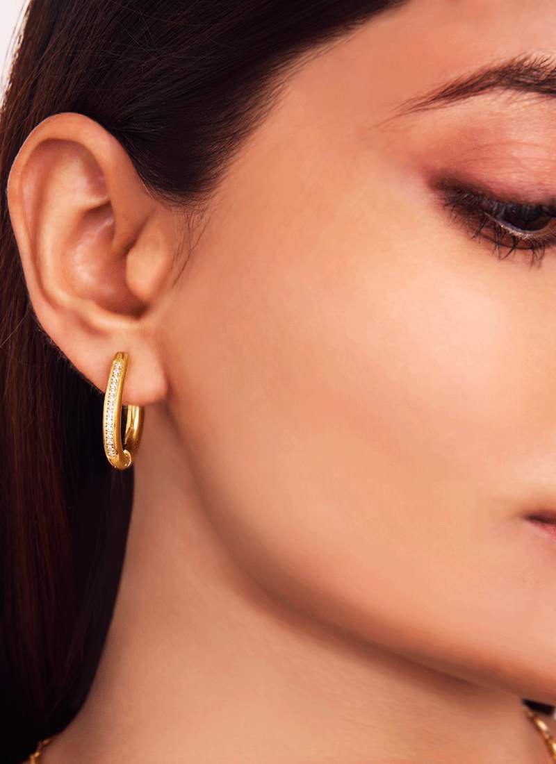 Golden Dazzle Curve Hoops