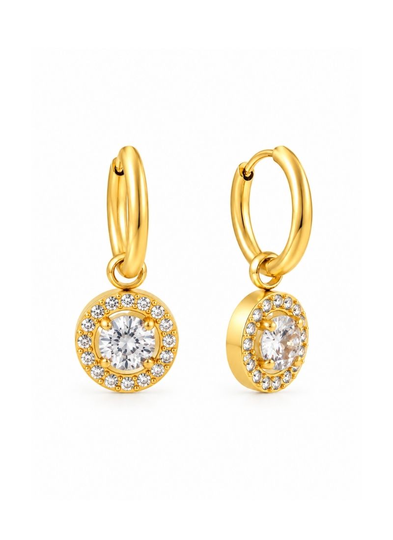 Golden Spark Hoop Earrings:White