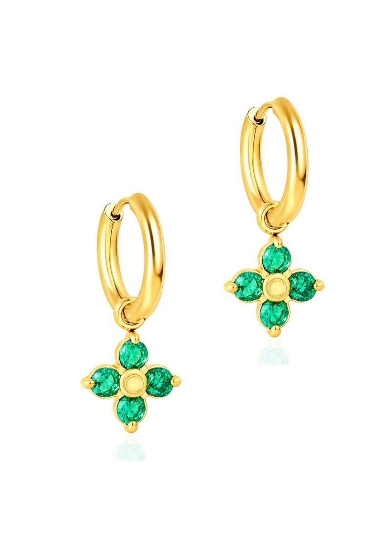 Emerald Petal Hoop Earrings