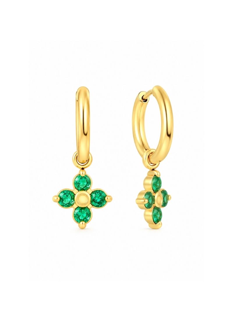 Emerald Petal Hoop Earrings