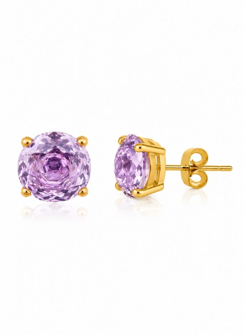 Bloom Rose Cut Studs:Purple