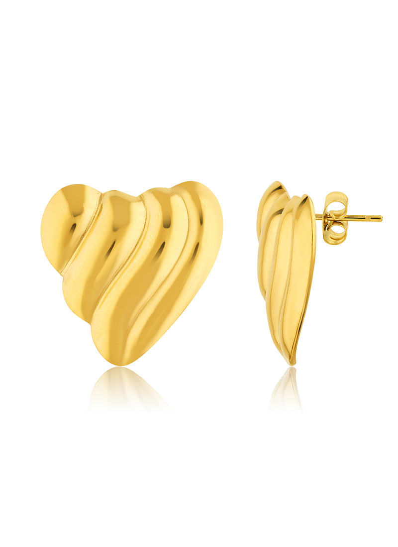 Golden Curve Heart Studs