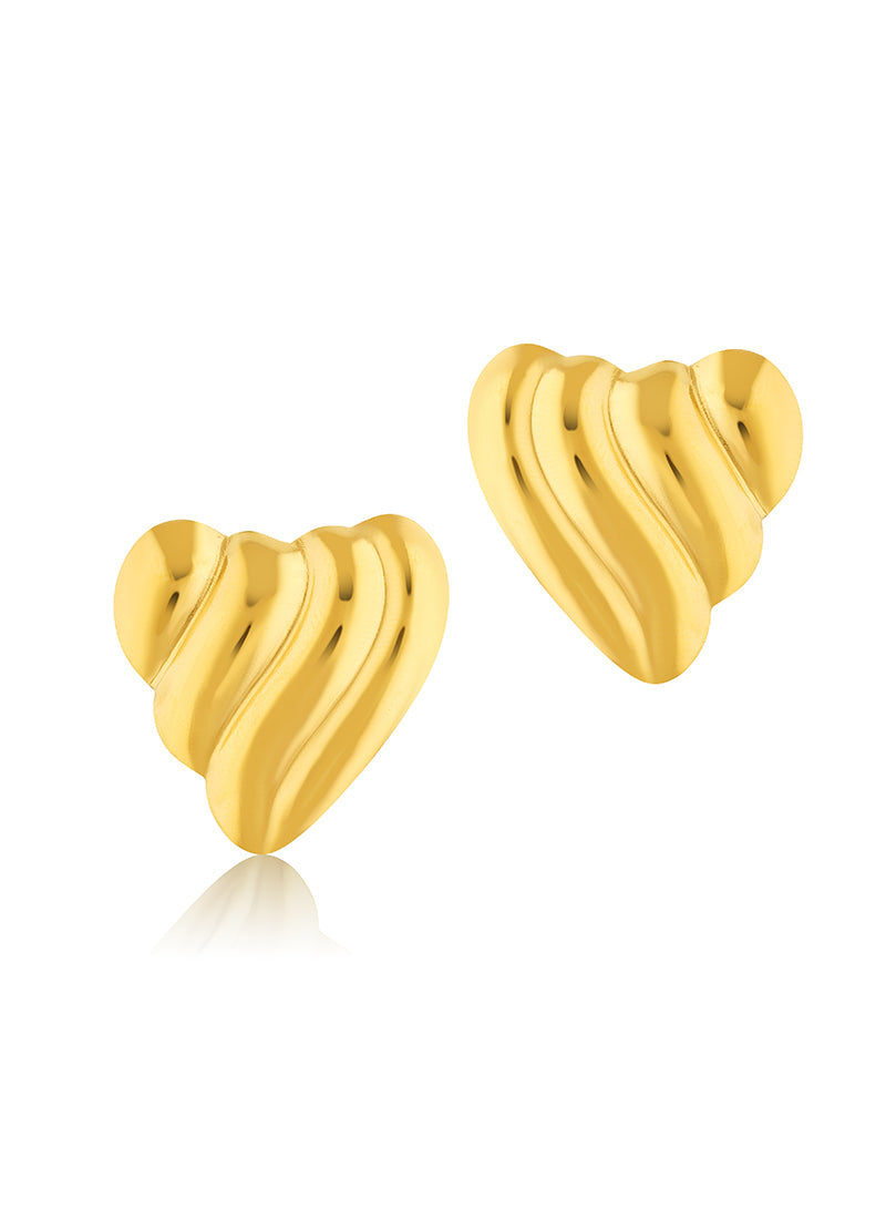 Golden Curve Heart Studs