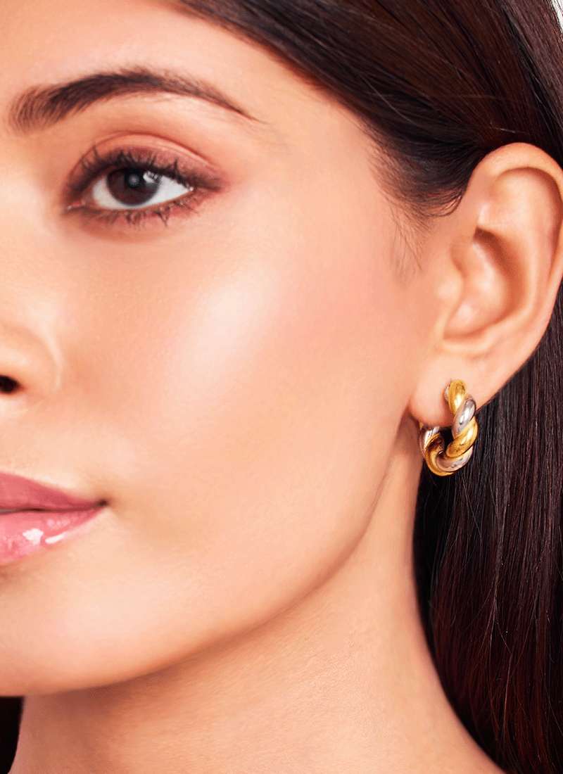 Dual Tone Spiral Earrings