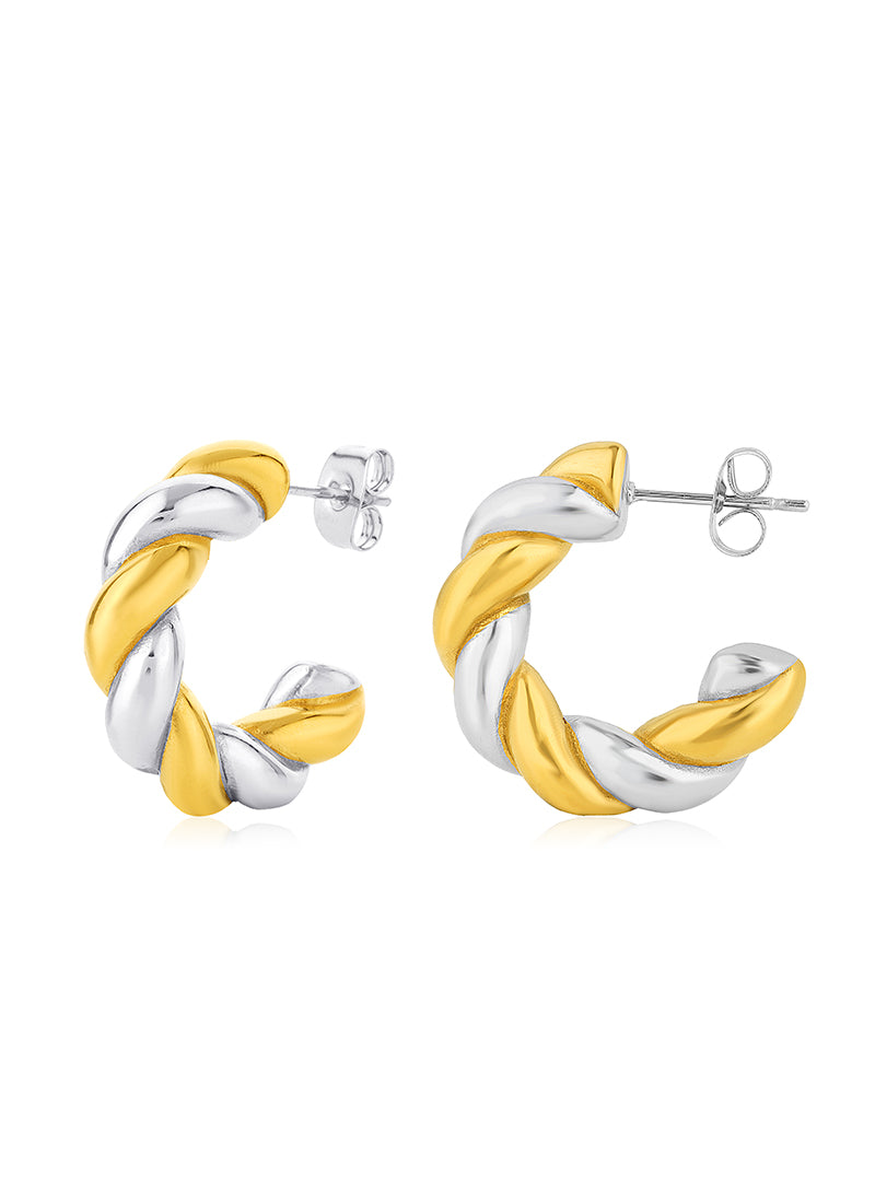 Dual Tone Spiral Earrings