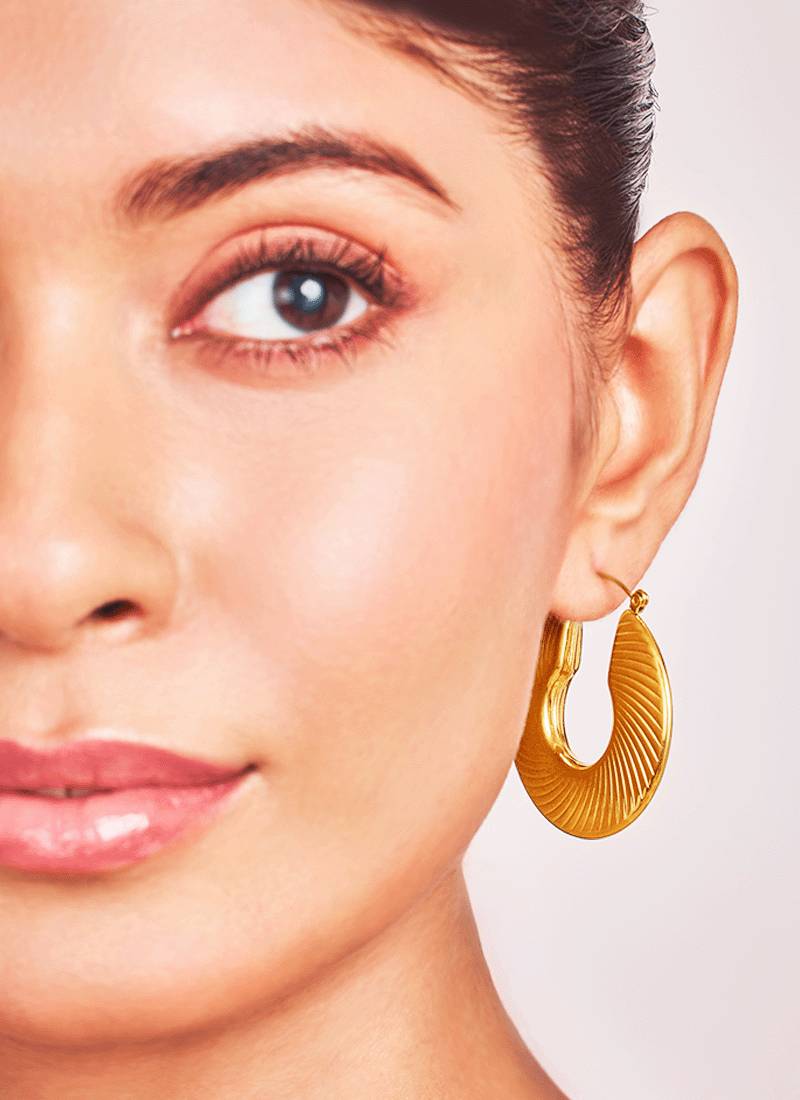Grooved Gold Hoop Earrings
