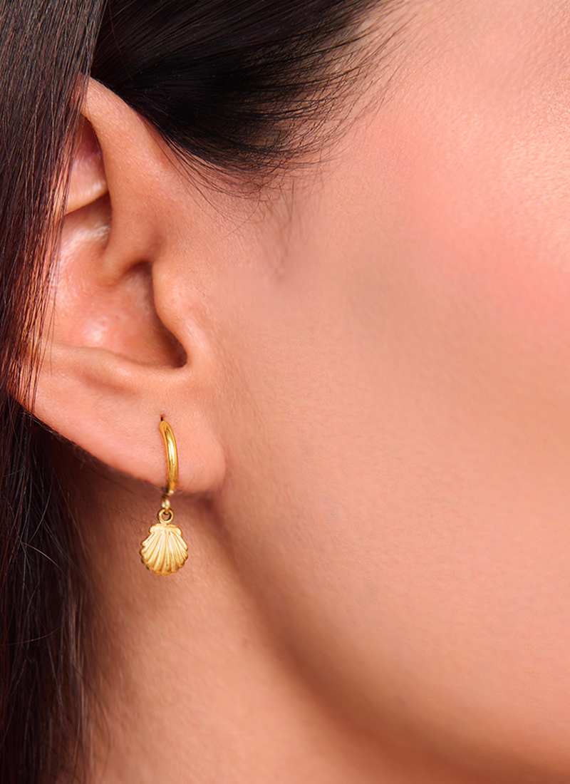Golden Shell Drop Earrings