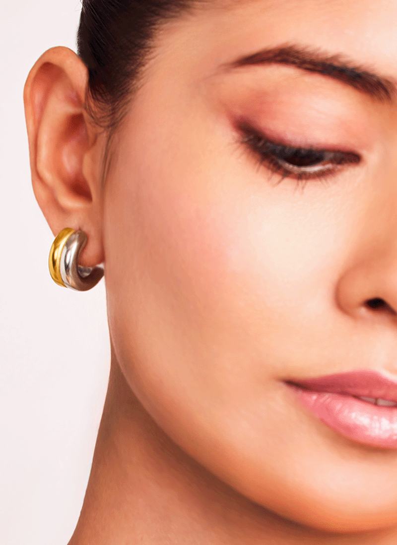 Two Tone Arc Earrings