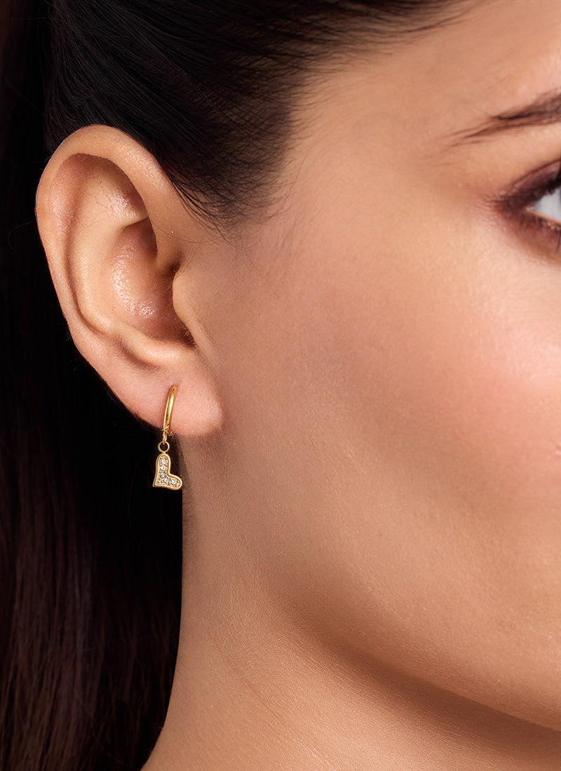 Crystal Heart Drop Earrings