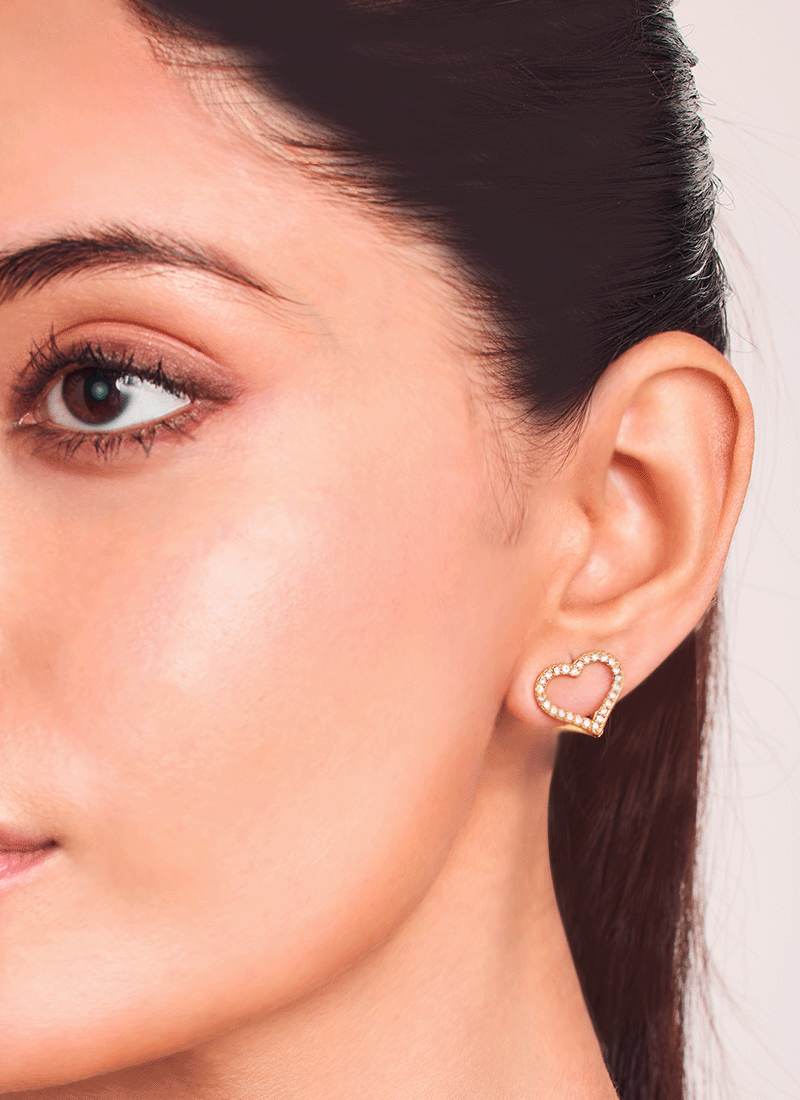 Sparkling Heart Stud Earrings