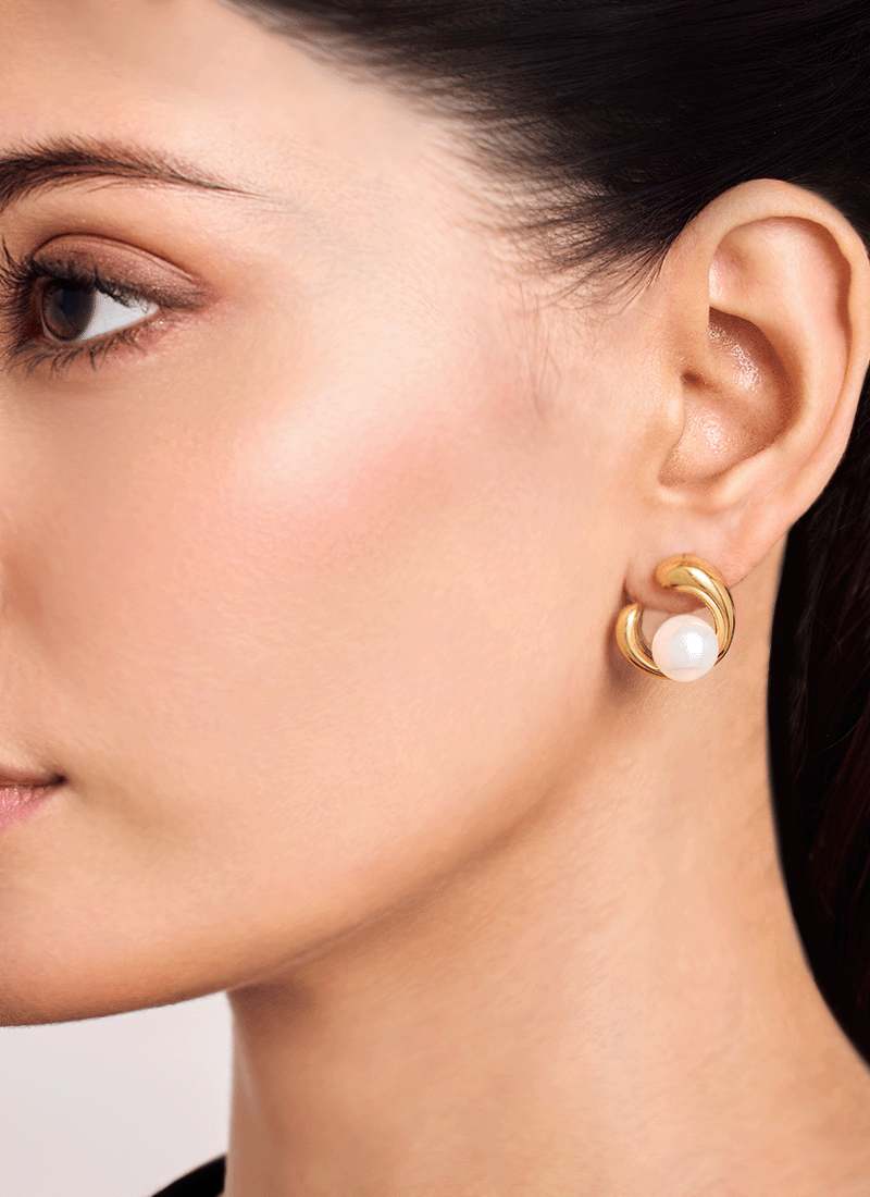 Radiant Pearl Arc Earrings