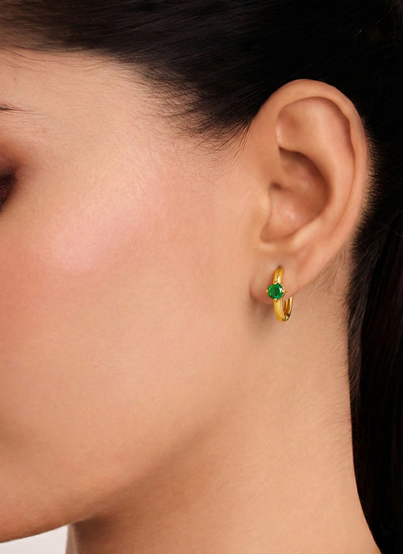 Dainty Emerald Spark Hoops