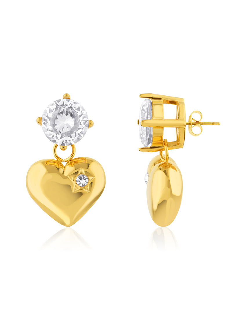 Golden Heart Star Earrings