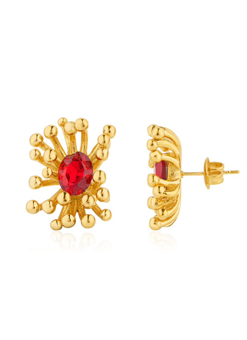 Ruby Sunfire Stud Earrings