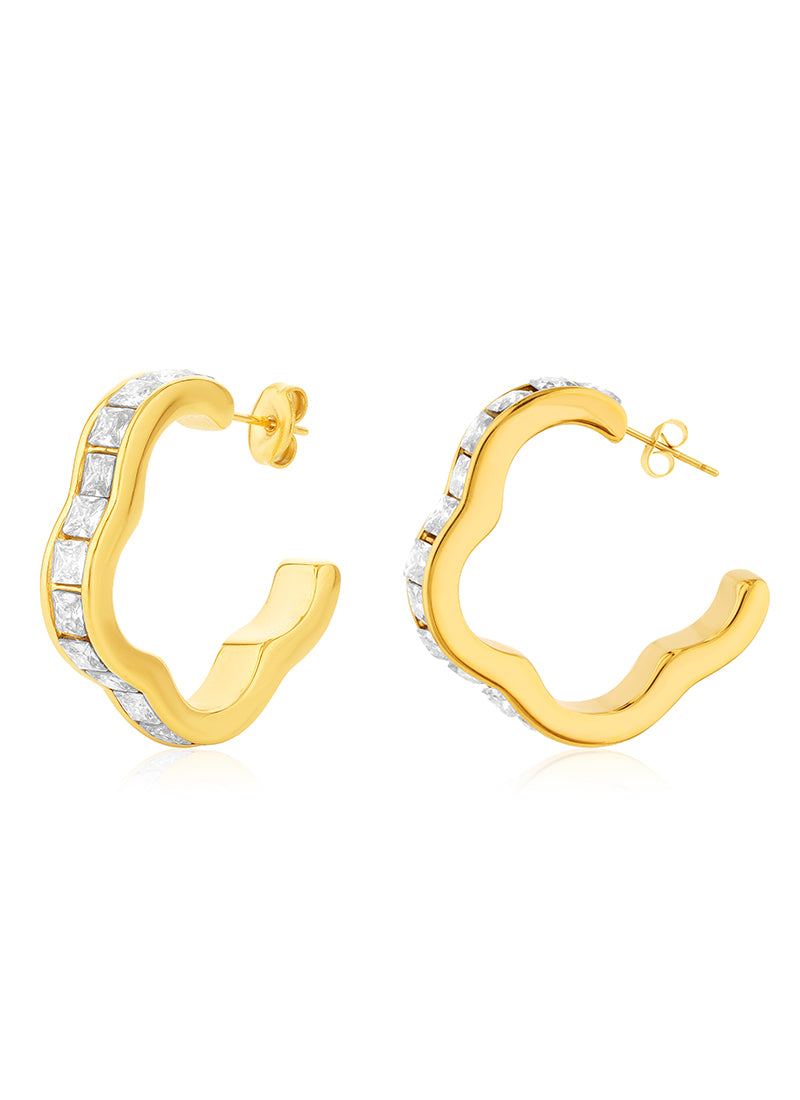 Crystal Ripple Hoop Earrings