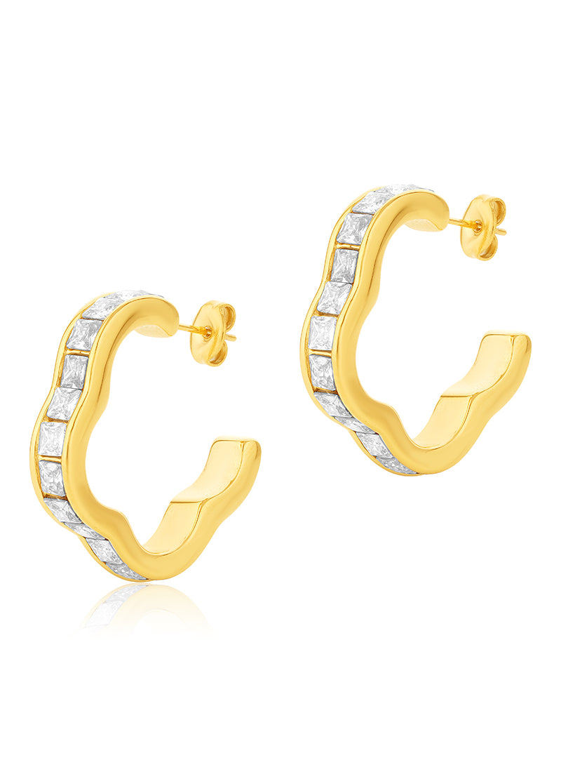 Crystal Ripple Hoop Earrings