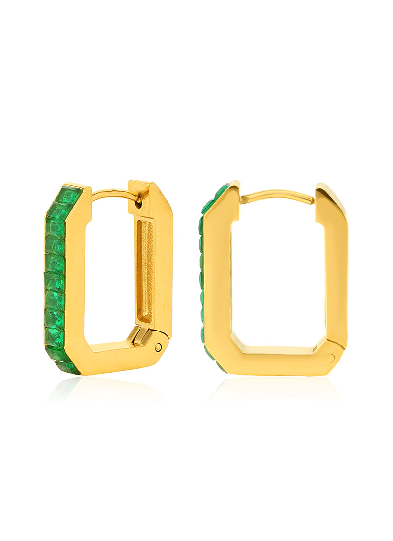Emerald Edge Hoop Earrings