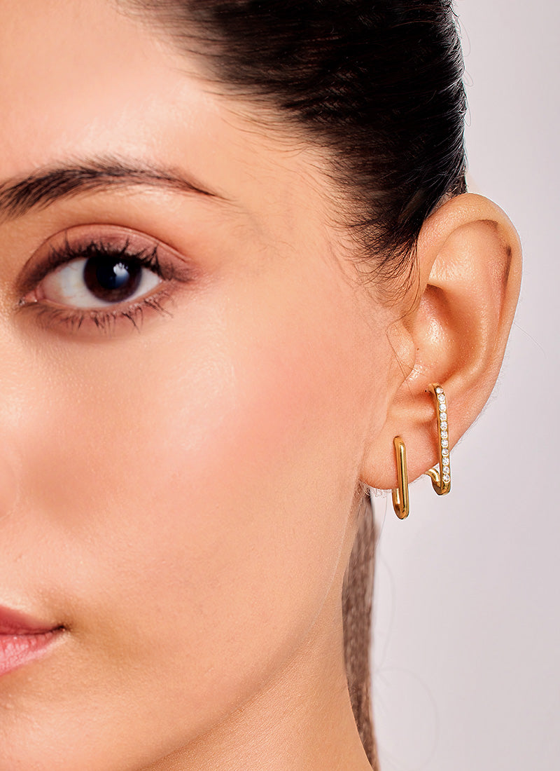 Golden Line Stud Earrings