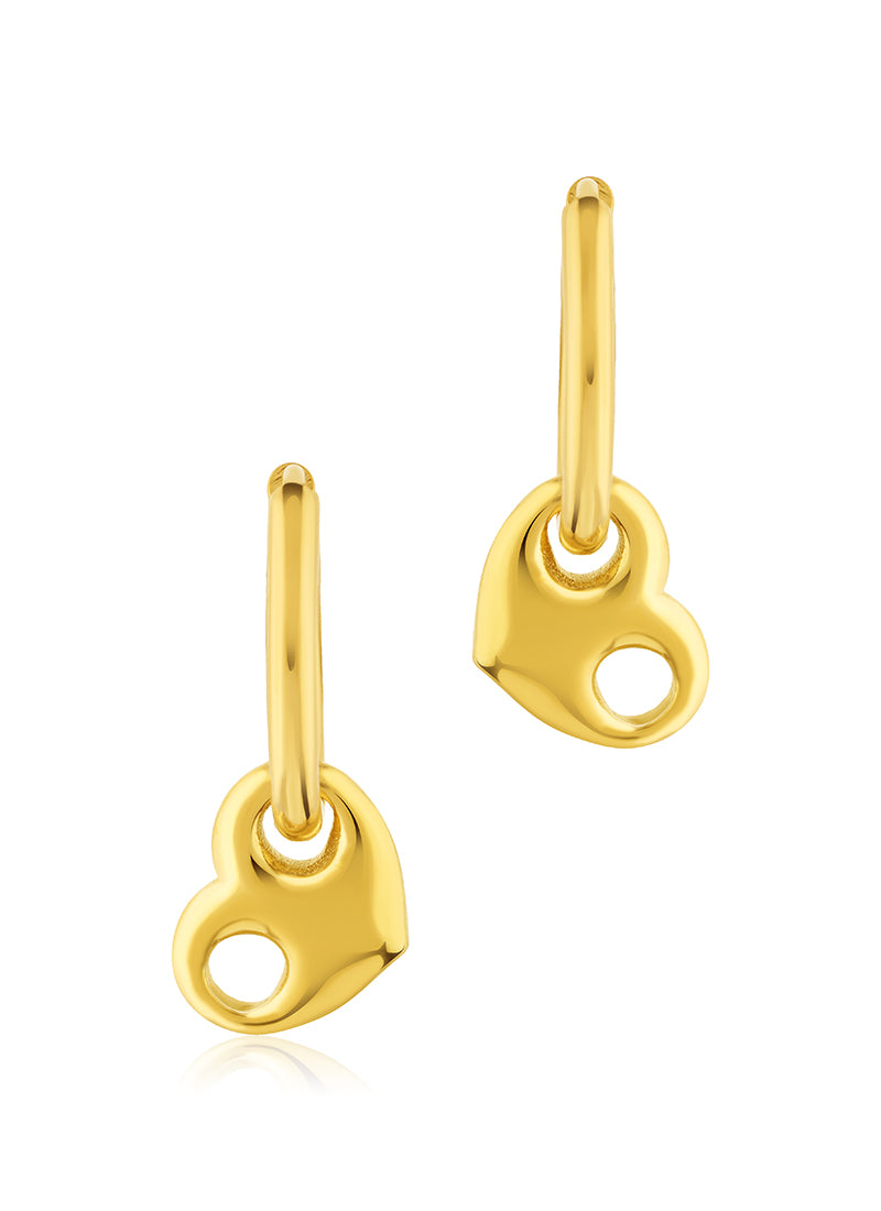Golden Heart Lock Hoops