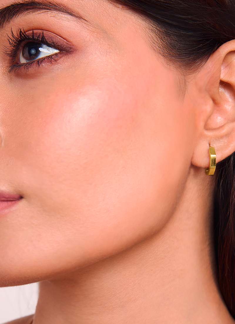 Golden Facet Hoop Huggies