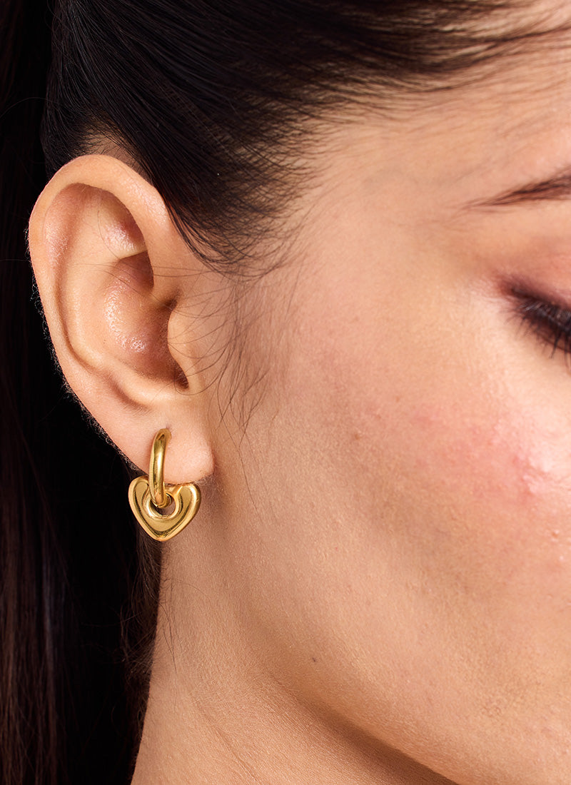 Golden Link Heart Earrings:BYOS