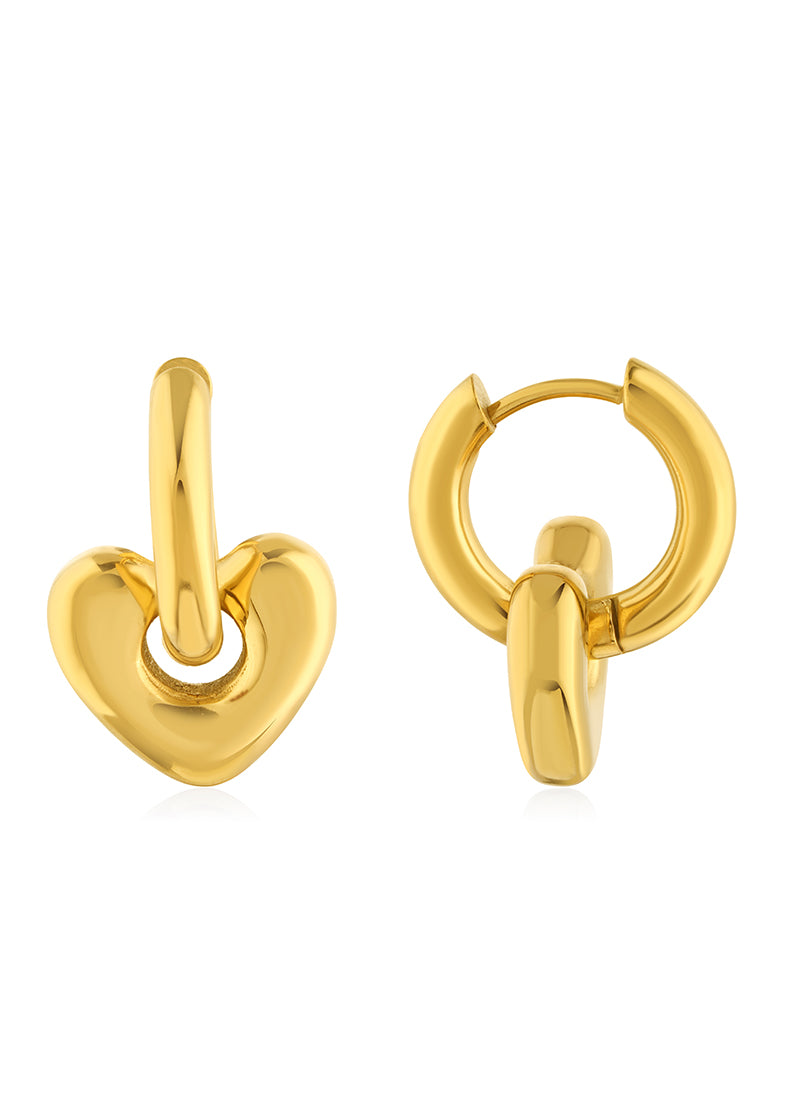 Golden Link Heart Earrings