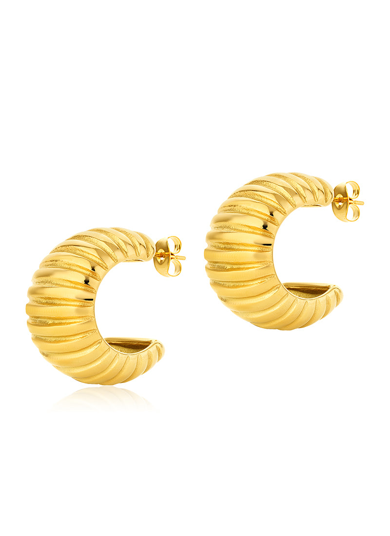 Ribbed Golden Curve Earrings:BYOS