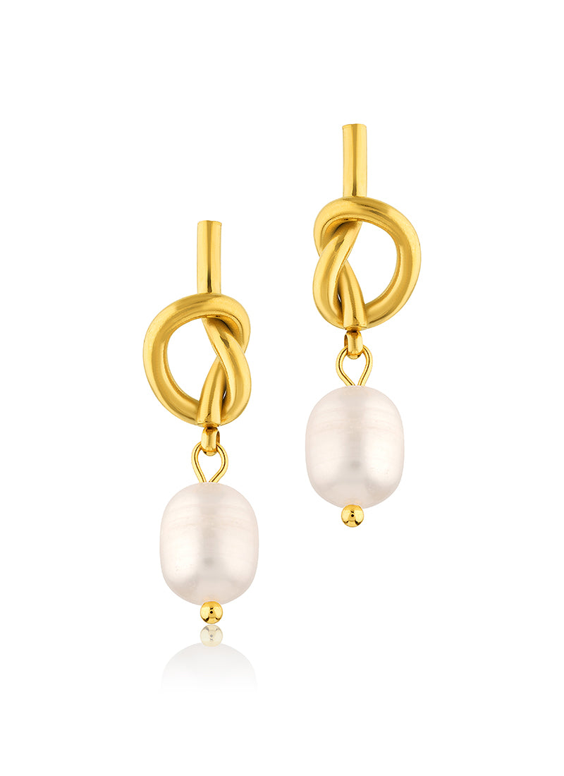 Pearl Glow Knot Earrings