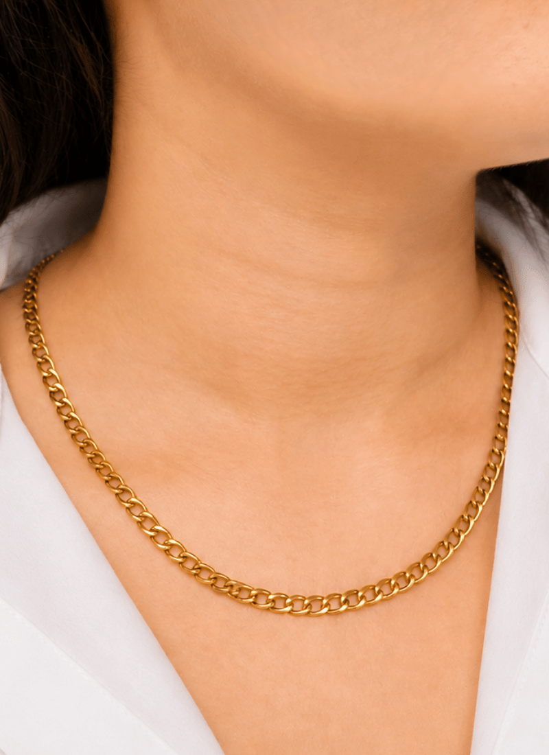 Golden Curb Chain Necklace