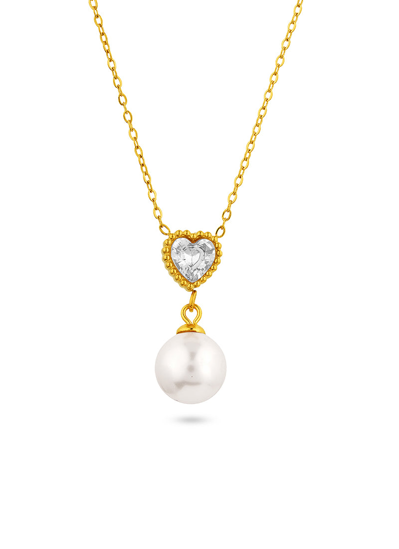 Golden Heart Pearl Necklace
