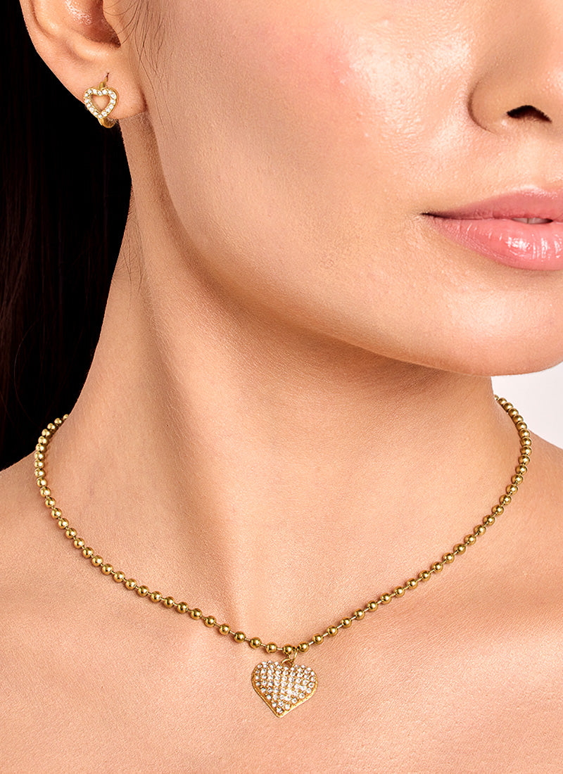 Crystal Bloom Heart Necklace