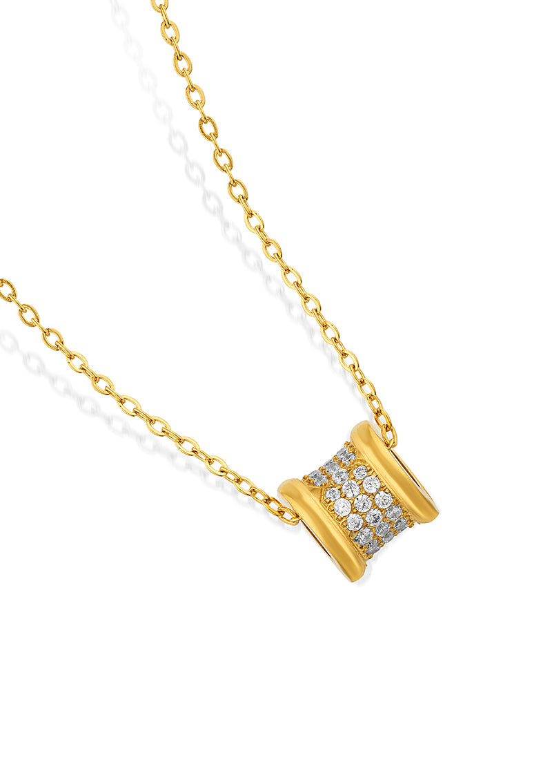 Golden Pavé Barrel Necklace
