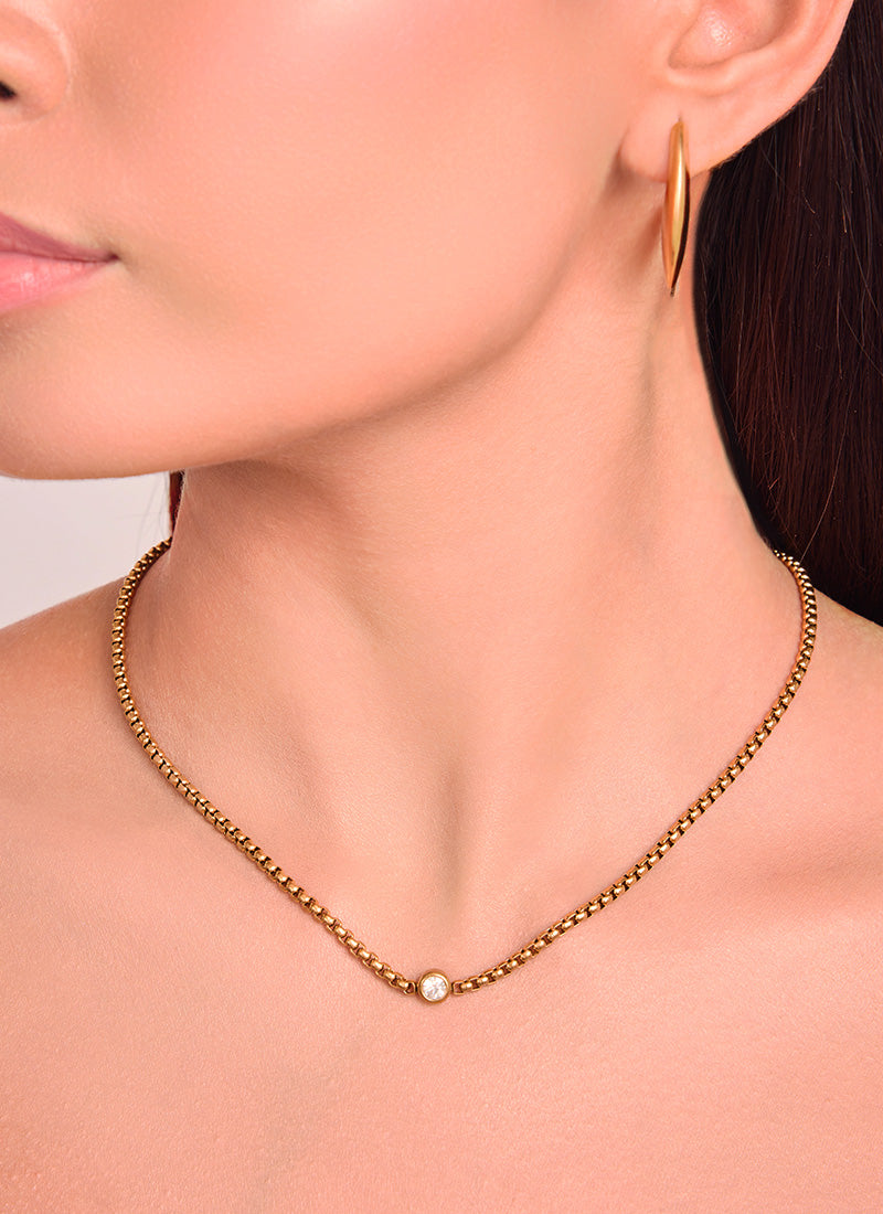 Crystal Box Chain Necklace