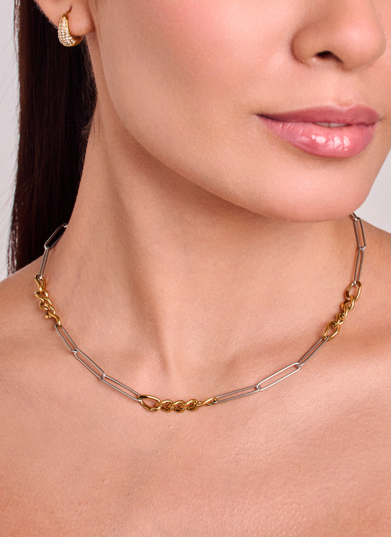 Dual Tone Clip Necklace