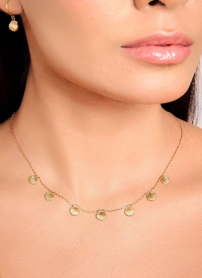 Golden Shell Charm Necklace
