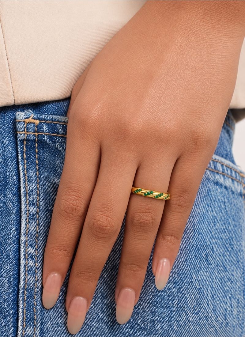 Crystal Braid Ring:Green